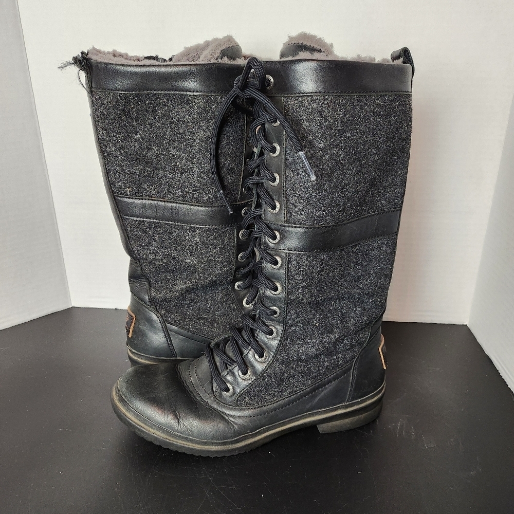 Women's UGG Elvira Wool Zip Up Winter Cold Weather Shin Boots SZ 5.5